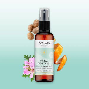 Spray Corporel Anti-Stress à Marque Blanche aux Huiles Essentielles <span class=keywords><strong>de</strong></span> Géranium, Muscade et Orange <span class=keywords><strong>pour</strong></span> Apaiser, Éléger et Relaxer - Product Image 2