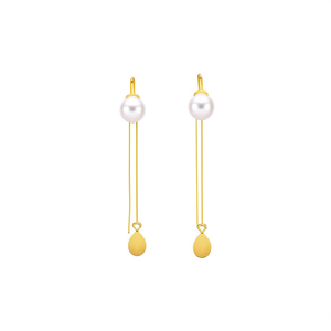 ต่างหูมุก สแตนเลส 316L ชุบทอง PVD ทนทาน รูปทรงหยดน้ำ - Product Image 2