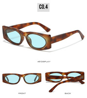 Lunettes de soleil tendance à monture carrée transparente, petit format, style vintage, avec rivets, imprimé léopard, rectangulaires, audacieuses et foncées, populaires