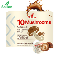 Vente en gros OEM Marque privée Haute qualité Végétalien Adulte Extraits de champignons à base de plantes Capsules de café instantané en poudre Ashwagandha & Shilajit