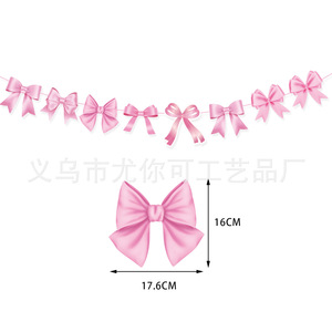 Décoration d'anniversaire rose avec nœud, ornement suspendu en spirale, décoration de gâteau pour célébration de fille, jetable - Product Image 3