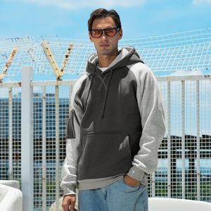 Sudadera con Capucha para Hombre, Felpa, con Cordón y Bolsillo, Corte Regular, Gris y Negro - Product Image 3