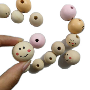 Lot De 20 Perles En Bois Avec Tête De Poupée Souriante Pour Enfants