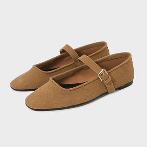 Zapatos <span class=keywords><strong>de</strong></span> Mujer Otoño 2025, Color Marrón Amarillo Oscuro, Estilo Retro <span class=keywords><strong>de</strong></span> <span class=keywords><strong>Ballet</strong></span>, con una Sola Correa y un Botón - Product Image 1