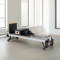 Cama de Pilates Plegable de Aleación de Aluminio Ajustable con Riel Completo y Resistencia de Muelles, Entrenador Multifunción para la Salud