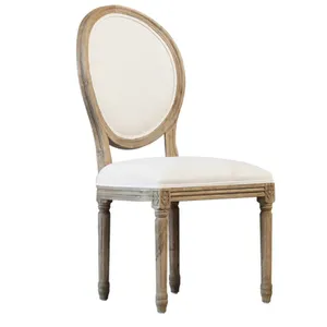 Antique Classic French Louis Dining Chair Round Back Wooden Home Furniture for Dining Room