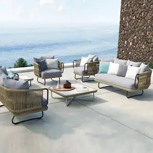 Customized Service Luxury Garden Furniture Lounge Set Metal Patio Outdoor Rattan Garden Furniture