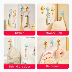 Wall Multi-Purpose Mushroom <b>Hooks</b> Cartoon Self-Adhesive <b>Hook</b> Kitchen Bathroom Storage <b>Shelf</b> Holder Stickers <b>Hook</b> - Product Image 4