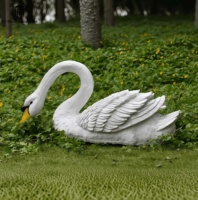 Sculpture de cygne flottant grandeur nature en fibre de verre, statue réaliste d'oiseau aquatique pour la décoration de villas, jardins, étangs et piscines.