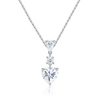 Collier ras du cou pour femme en argent sterling S925 avec pendentif en moissanite en forme de cœur - Style luxe léger