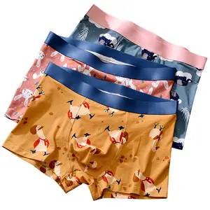 Modal Cotton Cartoon Underwear Cute Women's Panties Men's Mid Waist Boxer Briefs Underpants 2022 Bulk