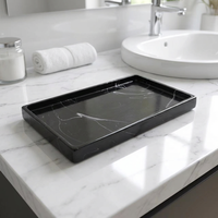 Plateau de service carré personnalisé effet marbre, fabricant OEM de polyrésine, plateau de vanité pour salle de bain d'hôtel pour articles de toilette