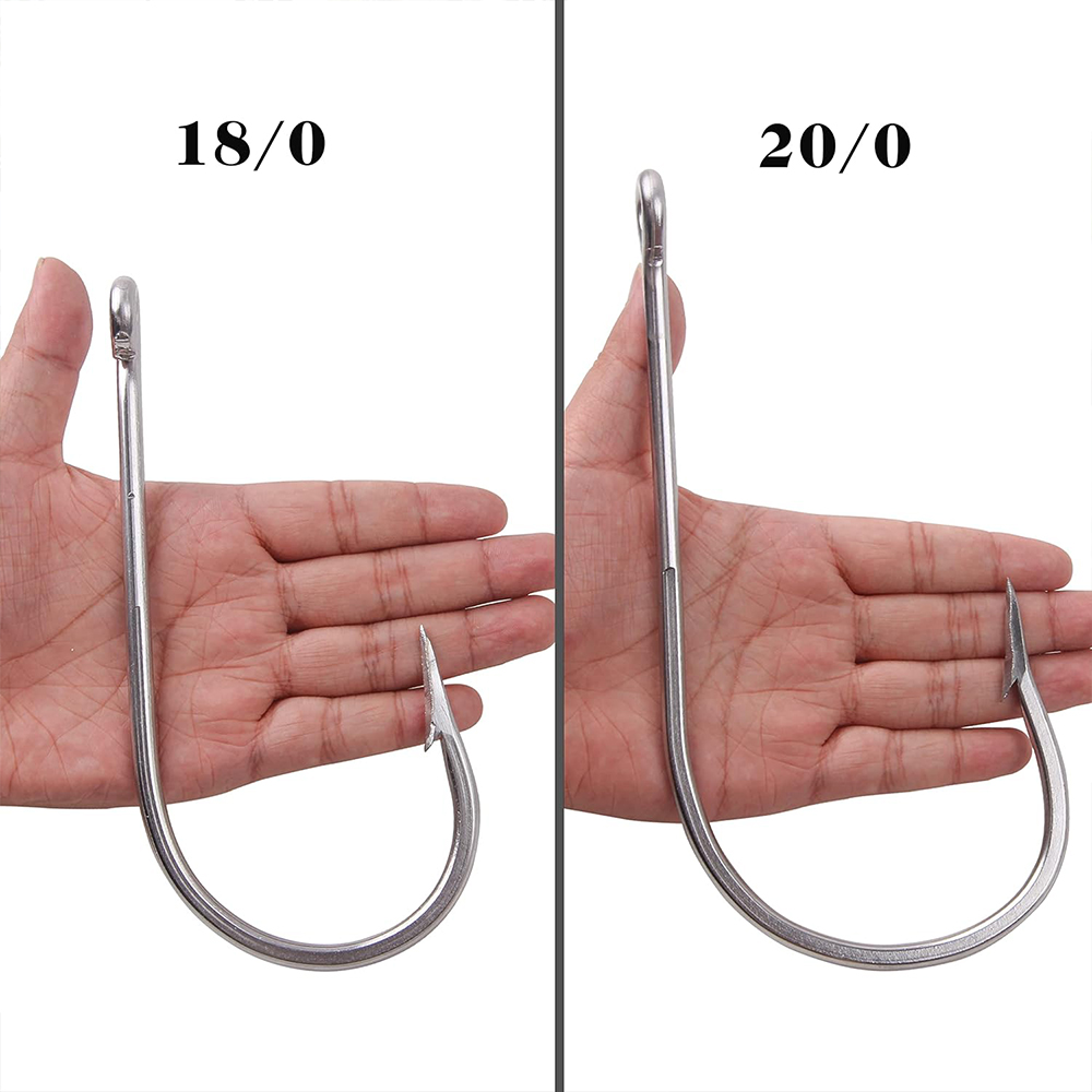 Extra Strong Stainless Steel Shark Fishing Hooks 5/0-20/0 for Big Game  Fishing  10 Pcs Barbed Hooks for Ocean Boat Fishing