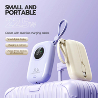 Batterie externe à charge rapide 22,5 W avec câble de charge Type-C intégré, grande capacité 20000 mAh, batterie externe portable, cadeau