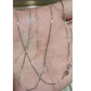 Xinfly Italian Male Lightweight 14K White Gold Plated Silver <b>Men</b> Box <b>Chain</b> Necklace - Product Image 3