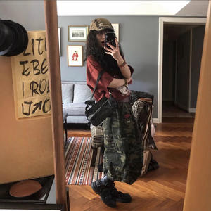Clothing Design Sense Cute Casual American <b>Camouflage</b> Three Quarter Boot-Cut <b>Women</b> Winter Thin Wide-Leg Loose Chiffon <b>Cargo</b> - Product Image 4