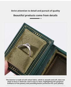 PandaPack - Caja de Anillos con Forma de Libro Estilo Retro Europeo, Funda de Cuero PU de Alta Gama con Tapa Magnética, Pequeña, Roja, con Logotipo Personalizado - Product Image 5