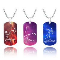 Collier du zodiaque personnalisé avec 12 signes du zodiaque et pendentif en acier inoxydable avec plaque rectangulaire