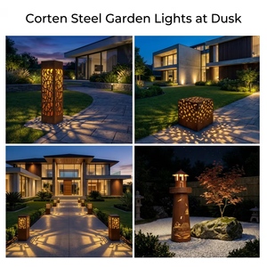 Customized Metal Outdoor Decorative Metal Lighting Corten Steel Modern Metal Corten Steel Lamp Sculpture - Product Image 6