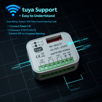 Tuya Wifi Garage porte-clés télécommande universelle 433MHz 2CH transmetteur roulant RF 9-36 85-250V usage domestique Code d'apprentissage fixe