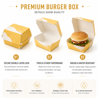 Scatola per Hamburger in Carta Kraft Usa e Getta con Logo Personalizzato, Biodegradabile, per Alimenti, Confezione a Conchiglia per Pollo Fritto da Asporto
