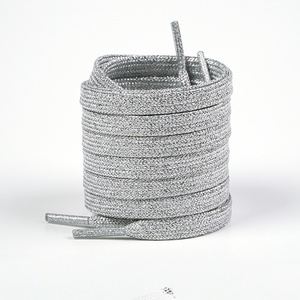 เชือกรองเท้าสีดำเงาประกายเงินแบบกำหนดเอง กลิตเตอร์แบน สไตล์สปอร์ต สำหรับรองเท้าผ้าใบลำลอง แฟชั่น เชือกรองเท้ากีฬา ทดแทน - Product Image 6