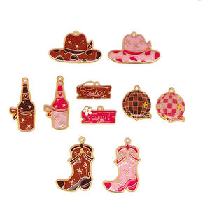 粉色浪漫西部牛仔DIY配饰帽子锌合金滴油吊坠手机钥匙扣项链包饰 - Product Image 5