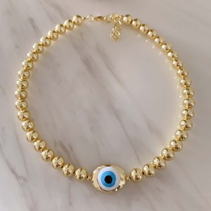 BD-L6247 Collar con Cuentas Doradas Ojo Turco y Colgante de Ojo Esmaltado, Cierre de Langosta Ajustable, Cadena Extensible - Product Image 6