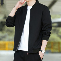 Veste coupe-vent zippée à col montant style coréen pour homme - Vêtement d'extérieur décontracté printemps/automne pour jeune homme, style uniforme de baseball