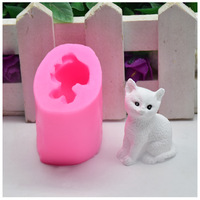 Moule en silicone 3D chat DIY pour bougies, pâtisseries, mousses, décorations de gâteaux, chocolat, argile liquide, savon, animaux, antiadhésif