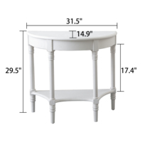 Vente en gros table en bois blanc meilleure vente table console en bois rustique demi-ronde antique personnalisée pour couloir et salon