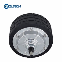 ZLTECH 4.5 pouces 24V-48V 200W 150kg charge Double arbre BLDC pneu en caoutchouc plat sans engrenage dans le moteur de moyeu de roue avec encodeur pour Robot AMR