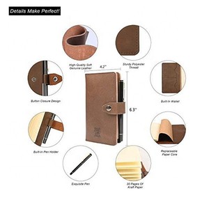 Couverture de journal en cuir complet pour notes de terrain Carnet en cuir de grain personnalisé avec boucle de stylo - Product Image 3