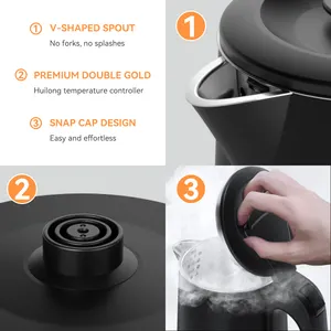 Chaleira Elétrica FALIN 0.8L FL-3201 em Aço Inoxidável 304 com Função Automática para Uso Doméstico, RV, Exterior e Hotel - Product Image 2