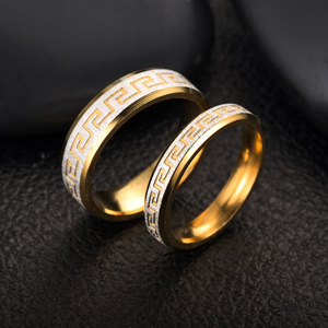 Usine Stock Rétro Exquis Grande Muraille Motif Amoureux Tempérament Mariage Couple Anneaux Ensemble - Product Image 5