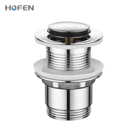 Vanne Click Clack Hofen pour usage hôtelier, 6 cm, chromée, bouchon de vidange anti-odeur pour lavabo