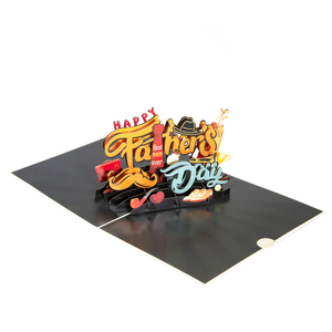 Carte de vœux 3D pop-up pour la fête des pères, meilleur papa du monde, cartes en papier recyclé écologiques, vente en gros - Product Image 1