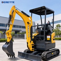 Mini-excavatrice Derette RT20 avec moteur Kubota, 1,5 tonne, petite pelle compacte sur chenilles pour projets de construction