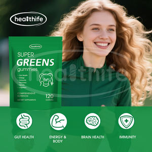 Fabricant Vente en gros Superfood Super Greens Daily Gummies Prébiotiques Spiruline Sac de vitamines Vegan Supplément de fruits et légumes - Product Image 3
