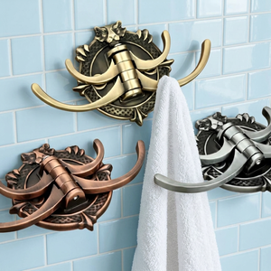 Porte-clés mural en zinc Royal Design avec quatre crochets pliables, organisateur d'entrée moderne et luxueux pour la maison, support décoratif - Product Image 2