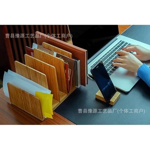 Office Organizer Wooden Desktop <b>Storage</b> Box With <b>File</b> Slots For Office Desk Organization Multifunctional Stationery Holder - Product Image 2