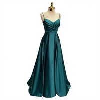 Robe de soirée longue en satin de luxe, col en V, coupe trapèze, bretelles spaghetti, élégante et sexy, pour soirée