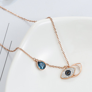 Acciaio inossidabile placcato <span class=keywords><strong>oro</strong></span> 18K pietra Turkish protezione occhi ciondoli collana ciondolo donna gioielli - Product Image 1