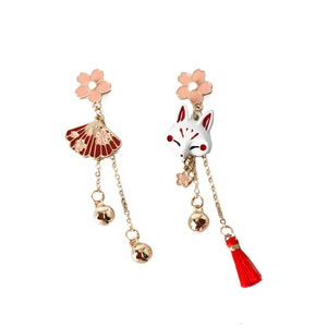 Nuovi Arrivi: <span class=keywords><strong>Orecchini</strong></span> Asimmetrici a Forma di Volpe <span class=keywords><strong>Anime</strong></span>, Lunghi <span class=keywords><strong>Orecchini</strong></span> con Nappa di Perle in Stile Etnico per Donne - Product Image 4