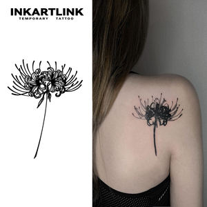 Autocollant de tatouage semi-permanent réaliste Lycoris Radiata (Lys Araignée Rouge) longue durée 15 jours pour femmes et hommes – Vente en gros - Product Image 1