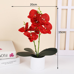 Orquídea Phalaenopsis Artificial Xiyin de 7 Flores en Maceta de Tela de Seda para Decoración del Hogar y Oficina - Product Image 2