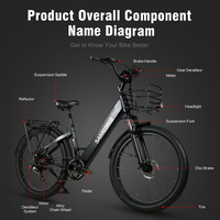 Vélo électrique de ville OEM 26 pouces avec batterie 48V 14Ah et moteur arrière sans balais 750D