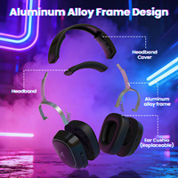 Casque de jeu Attack Shark G800 à faible latence de 20 ms, tri-mode 2.4G/BT/filaire, batterie 1000 mAh, cadre en aluminium pour PC, PS4, Switch