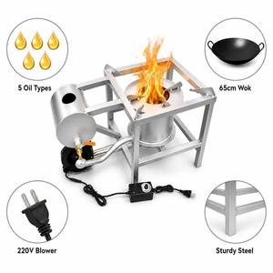 Fornello a Olio Esausto Multifuel ad Alta Potenza in Acciaio Robusto con Ventilatore 220V, Wok da 65cm per Cucina Commerciale, <span class=keywords><strong>Campeggio</strong></span> e Cucina all'Aperto - Product Image 3