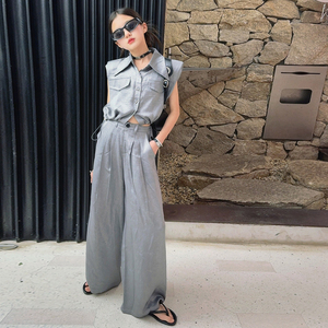 Tenues d'été élégantes pour adolescentes, haut sans manches et pantalon, ensemble de vêtements pour filles tendance 2 pièces - Product Image 6